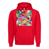 Red flowers ice cream fruit Zipper Hoodie - BundleAndBundleShop
