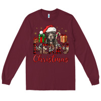 Burgundy merry christmas pitbull Long Sleeve Tee - JahusDesignShop