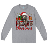 Heather Grey merry christmas pitbull Long Sleeve Tee - JahusDesignShop