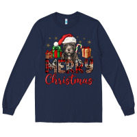 Navy merry christmas pitbull Long Sleeve Tee - JahusDesignShop