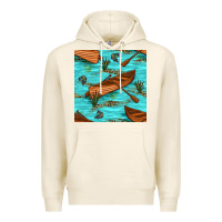 Tofu Lake Canoe And Fish With Reeds And Leopard Seamless Pattern Bbs Premium Hoodie - BundleAndBundleShop