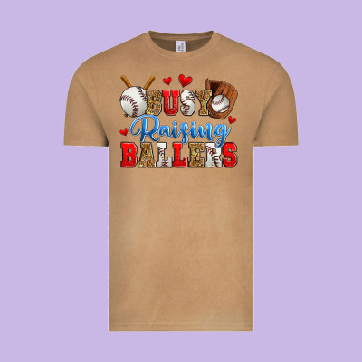 Busy Raising Ballers Baseball Vintage Tee Designed By Zillion Design Studio