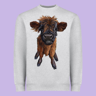 Highland Cow Calf Heavyweight Sweatshirt Designed By Ranaportraitstore