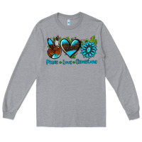 Heather Grey peace love  gemstone Long Sleeve Tee - AdoDesignShop