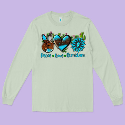 Peace Love  Gemstone Long Sleeve Tee Designed By Adodesignshop