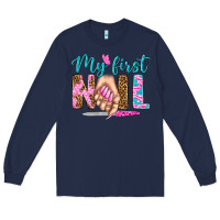 Navy my first nail bbs Long Sleeve Tee - BundleAndBundleShop