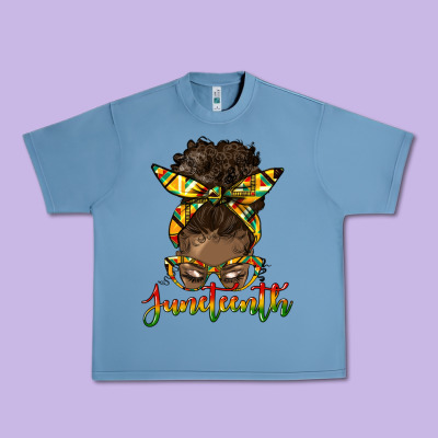Juneteenth Black Woman Messy Bun Urban Heavy Tee Designed By Hra Design Shop