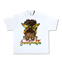 White juneteenth black woman messy bun Urban Heavy Tee - HRA Design Shop