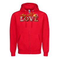 Red all you need is love Zipper Hoodie - AdoDesignShop
