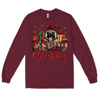 Burgundy merry christmas pug Long Sleeve Tee - JahusDesignShop