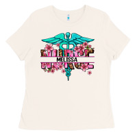 Bone floral nurse custom name Ladies Tee - AdoDesignShop