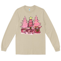 Mushroom pink christmas trees with gift box bbs Long Sleeve Tee - BundleAndBundleShop