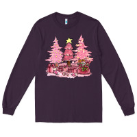 Plum pink christmas trees with gift box bbs Long Sleeve Tee - BundleAndBundleShop