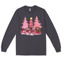 Smoke pink christmas trees with gift box bbs Long Sleeve Tee - BundleAndBundleShop