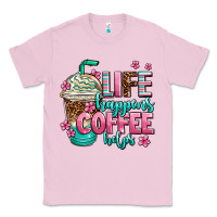 Bubblegum Pink life happens coffee  helps Classic Tee - AdoDesignShop