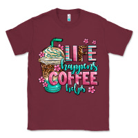 Burgundy life happens coffee  helps Classic Tee - AdoDesignShop
