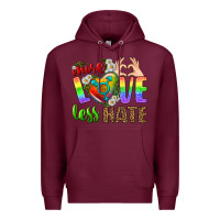 Burgundy More Love Less Hate LGBTQ Premium Hoodie - BundleAndBundleShop