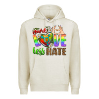Oatmeal Heather More Love Less Hate LGBTQ Premium Hoodie - BundleAndBundleShop