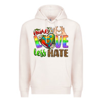 Pale Pink More Love Less Hate LGBTQ Premium Hoodie - BundleAndBundleShop