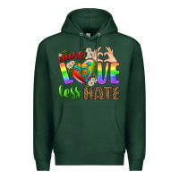 Sports Green More Love Less Hate LGBTQ Premium Hoodie - BundleAndBundleShop