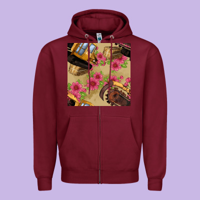 Trencher Chain Seamless Pattern Zipper Hoodie Designed By Bundleandbundleshop