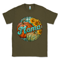 Army Green pumpkin mama with background Classic Tee - BundleAndBundleShop
