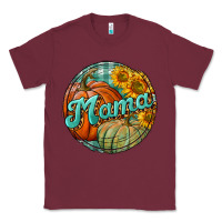 Burgundy pumpkin mama with background Classic Tee - BundleAndBundleShop