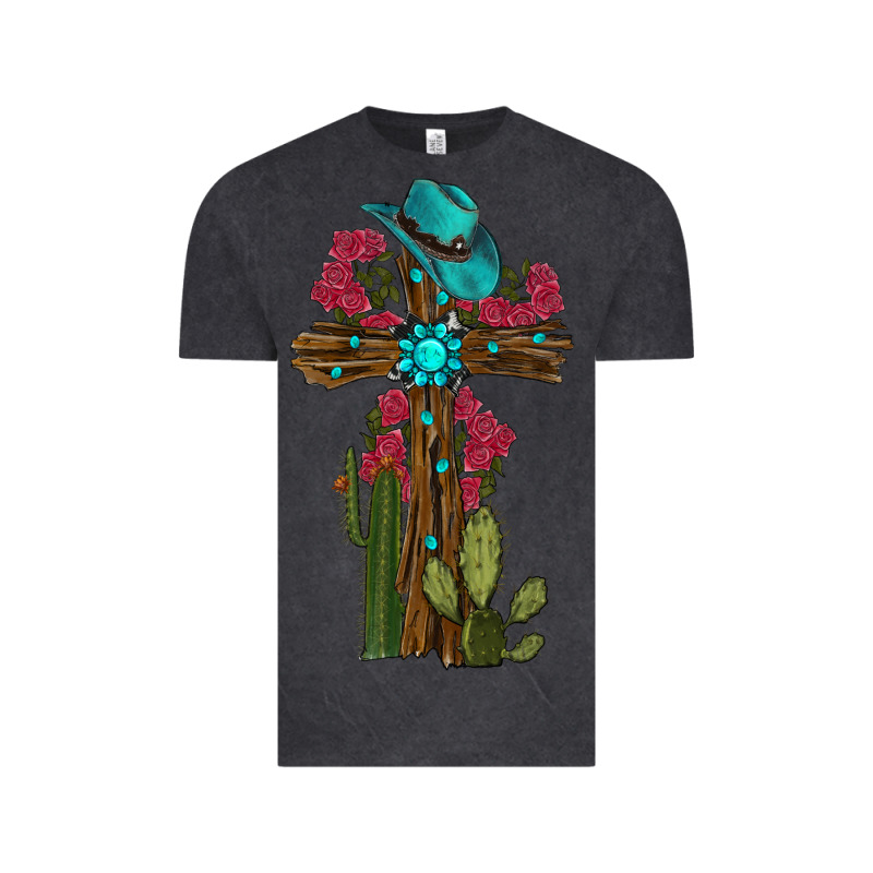 Cross Gemstone Cactus Roses Cowboy Hat Vintage Tee by RanaPortraitStore | Teevron