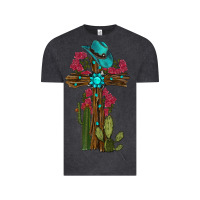 Vintage Black cross gemstone cactus roses cowboy hat Vintage Tee - RanaPortraitStore