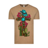 Vintage Coffee cross gemstone cactus roses cowboy hat Vintage Tee - RanaPortraitStore