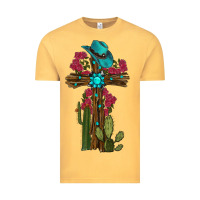 Vintage Mustard cross gemstone cactus roses cowboy hat Vintage Tee - RanaPortraitStore
