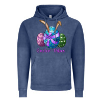 Vintage Denim easter bunny ear eggs easter vibes Vintage Hoodie - RanaPortraitStore