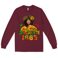 Burgundy afro woman juneteenth 1865 Long Sleeve Tee - AdoDesignShop