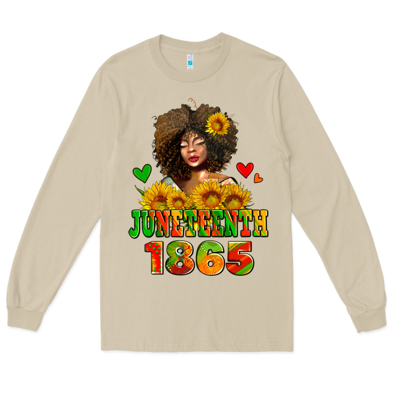 Afro Woman Juneteenth 1865 Long Sleeve Tee by AdoDesignShop | Teevron