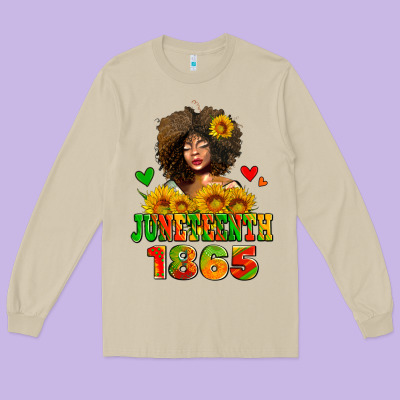 Afro Woman Juneteenth 1865 Long Sleeve Tee Designed By Adodesignshop