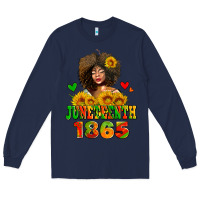 Navy afro woman juneteenth 1865 Long Sleeve Tee - AdoDesignShop