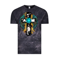 Cloud Black cross gemstone wings Vintage Tee - RanaPortraitStore
