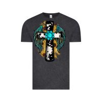 Vintage Black cross gemstone wings Vintage Tee - RanaPortraitStore