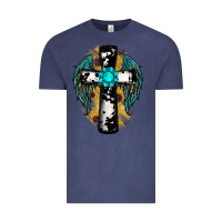 Vintage Denim cross gemstone wings Vintage Tee - RanaPortraitStore