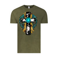 Vintage Olive cross gemstone wings Vintage Tee - RanaPortraitStore