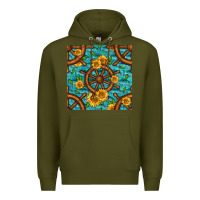 Army Green Lake Boat Rudder And Sunflowers Seamless Pattern Premium Hoodie - BundleAndBundleShop