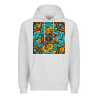 Lake Boat Rudder And Sunflowers Seamless Pattern Premium Hoodie | Teevron