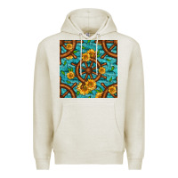 Oatmeal Heather Lake Boat Rudder And Sunflowers Seamless Pattern Premium Hoodie - BundleAndBundleShop