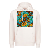 Pale Pink Lake Boat Rudder And Sunflowers Seamless Pattern Premium Hoodie - BundleAndBundleShop