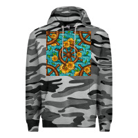 Slate Camo Lake Boat Rudder And Sunflowers Seamless Pattern Premium Hoodie - BundleAndBundleShop