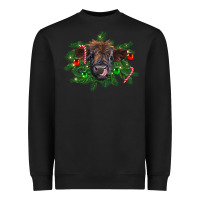 Black Christmas highland calf Heavyweight Sweatshirt - RanaPortraitStore