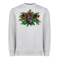 Heather Grey Christmas highland calf Heavyweight Sweatshirt - RanaPortraitStore