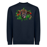 Navy Christmas highland calf Heavyweight Sweatshirt - RanaPortraitStore