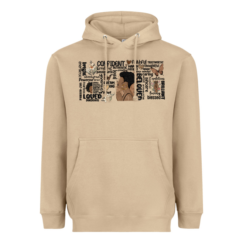 Black Woman Confident Heavyweight Hoodie by MaliasSmallBusiness | Teevron