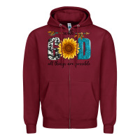 Burgundy with god all things are possible Zipper Hoodie - Artiststas